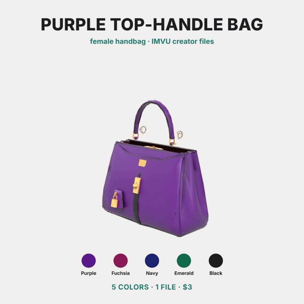 Purple Structured Top-Handle Bag IMVU file preview