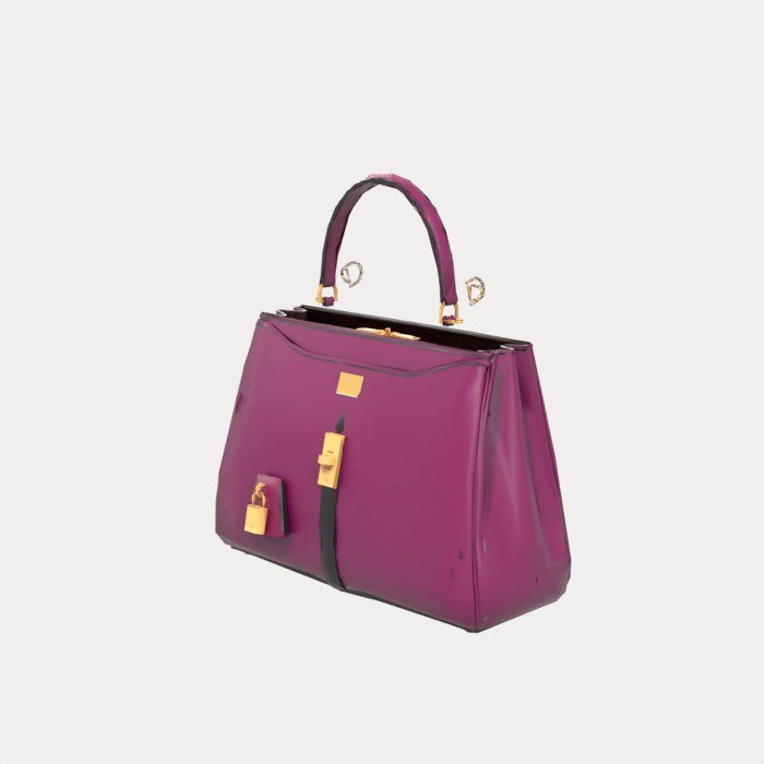 Purple Structured Top-Handle Bag view 5