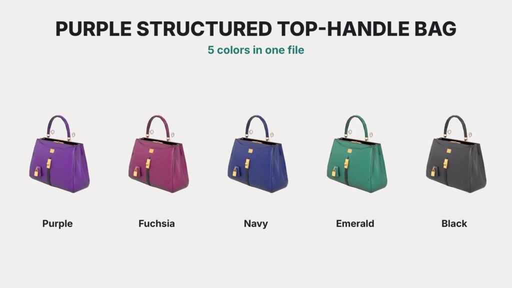 Purple Structured Top-Handle Bag view 12