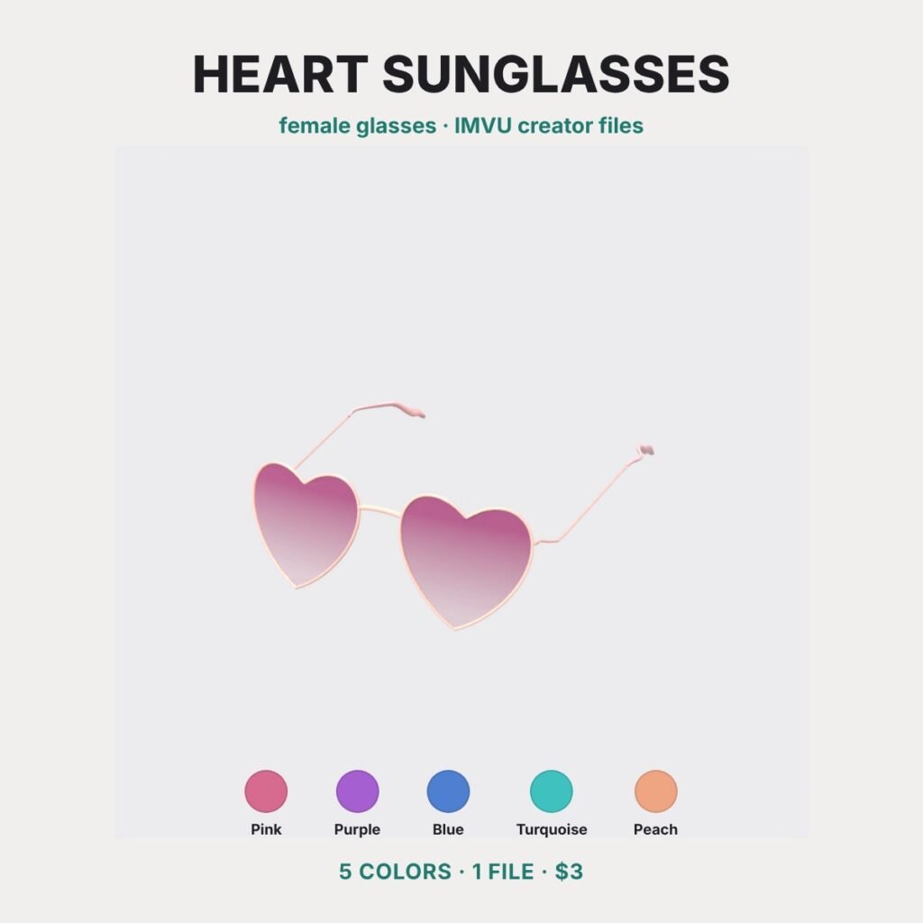 Rose Gold Heart Sunglasses IMVU file preview