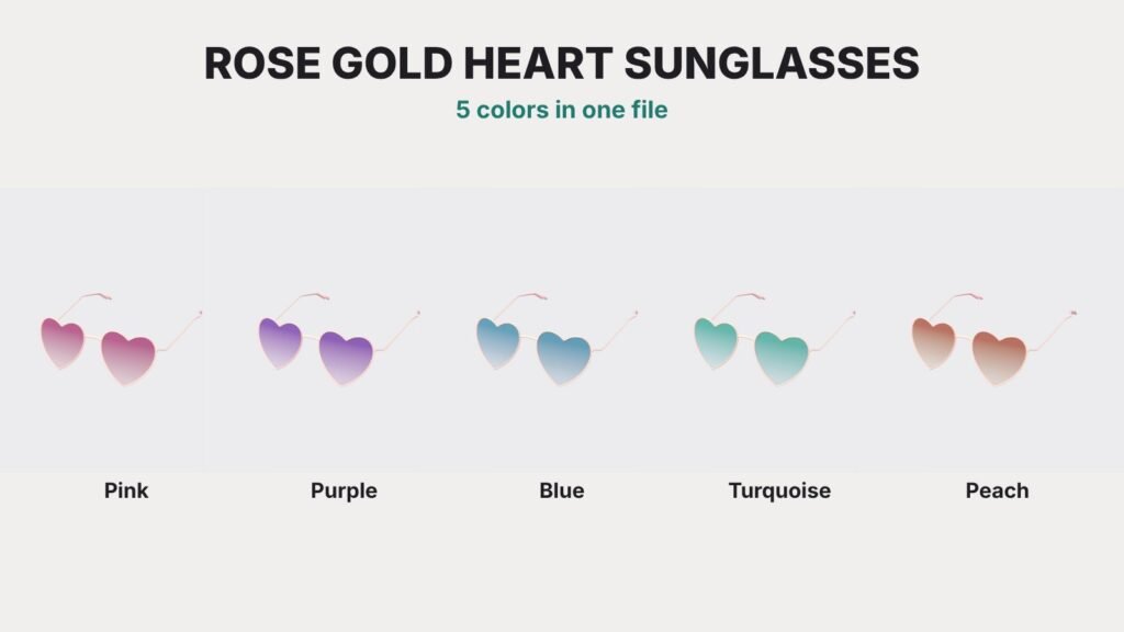 Rose Gold Heart Sunglasses view 11