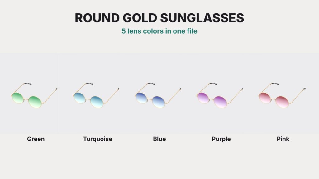 Round Gold Sunglasses view 12