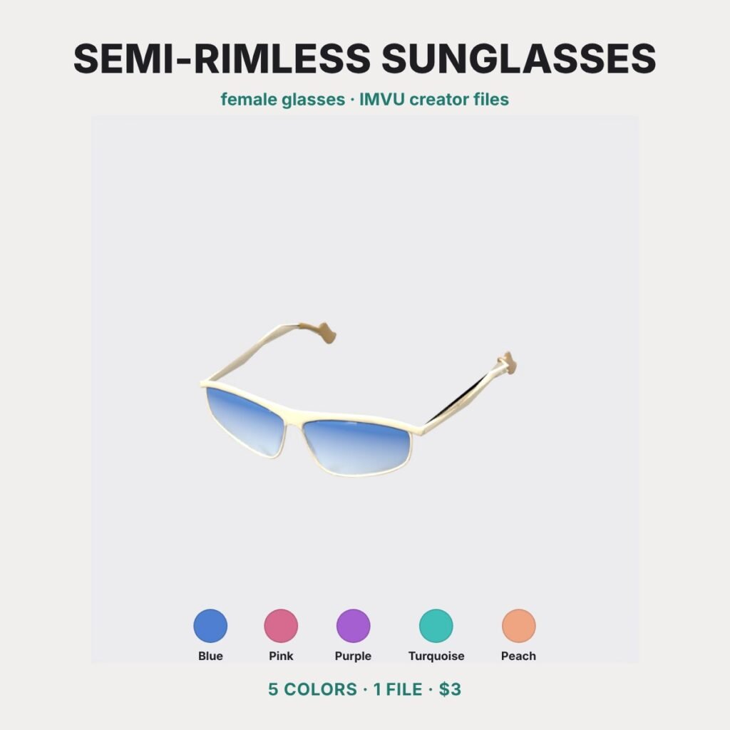 Semi-Rimless White Gold Sunglasses IMVU file preview