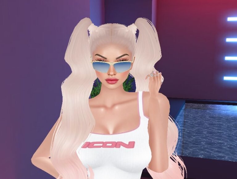 Semi-Rimless White Gold Sunglasses on an IMVU avatar