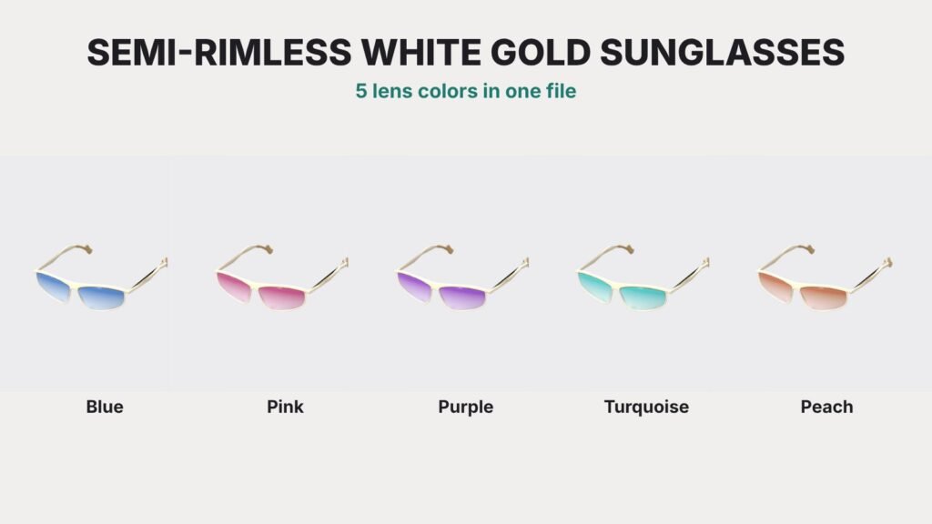 Semi-Rimless White Gold Sunglasses view 12