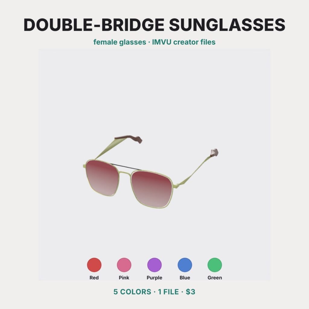 Square Gold Double-Bridge Sunglasses IMVU file preview