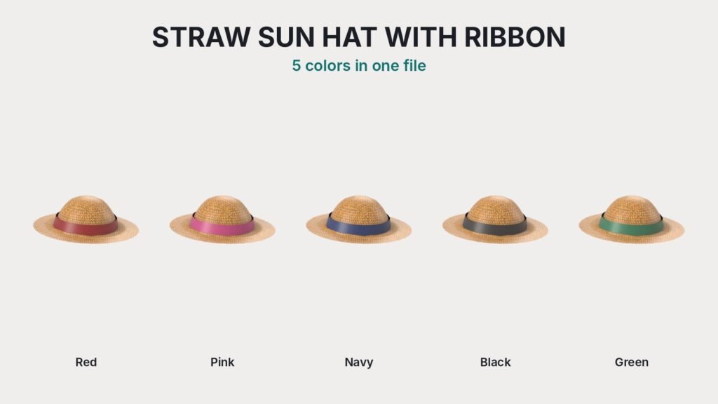 Straw Sun Hat with Ribbon view 4