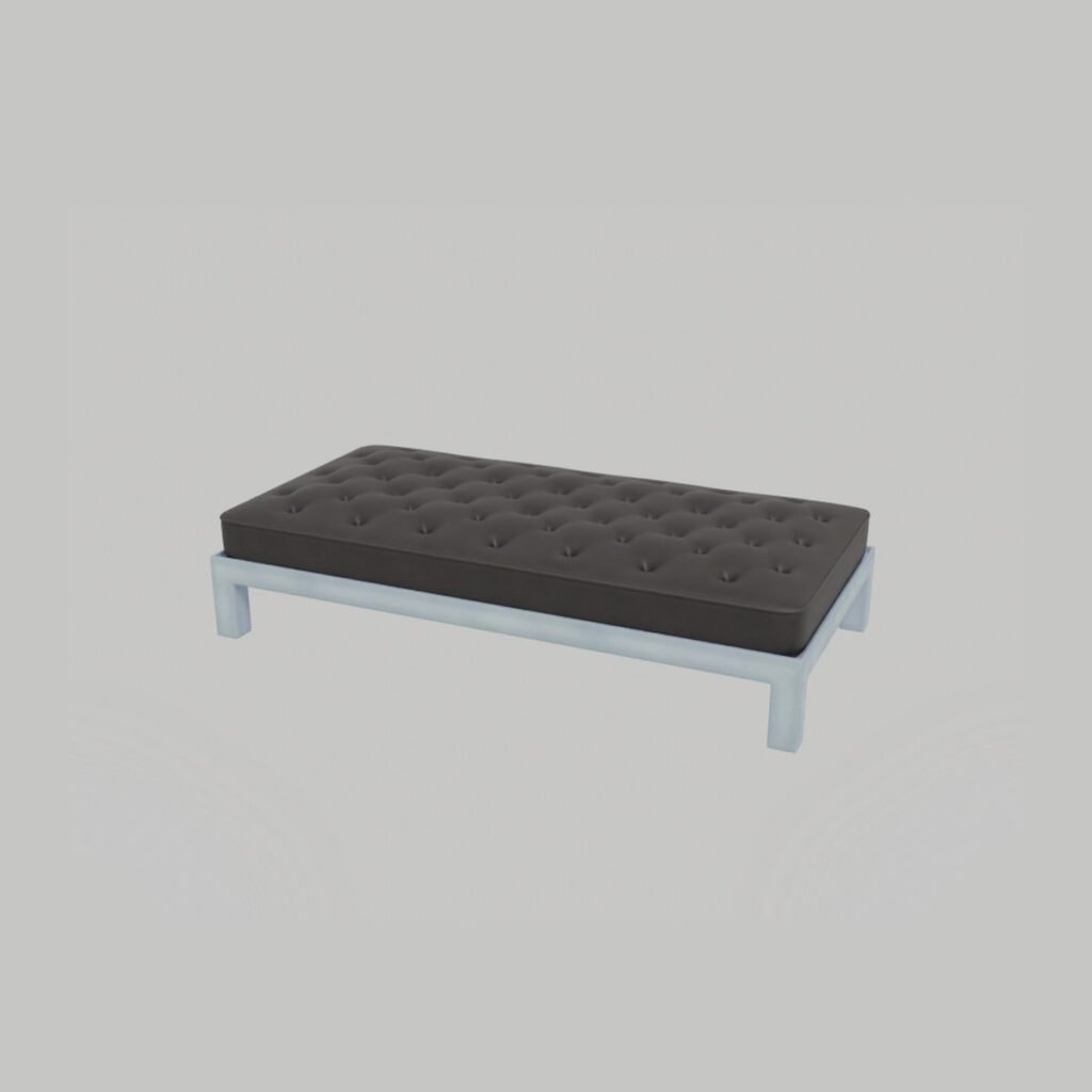 Tufted Leather Bench view 4