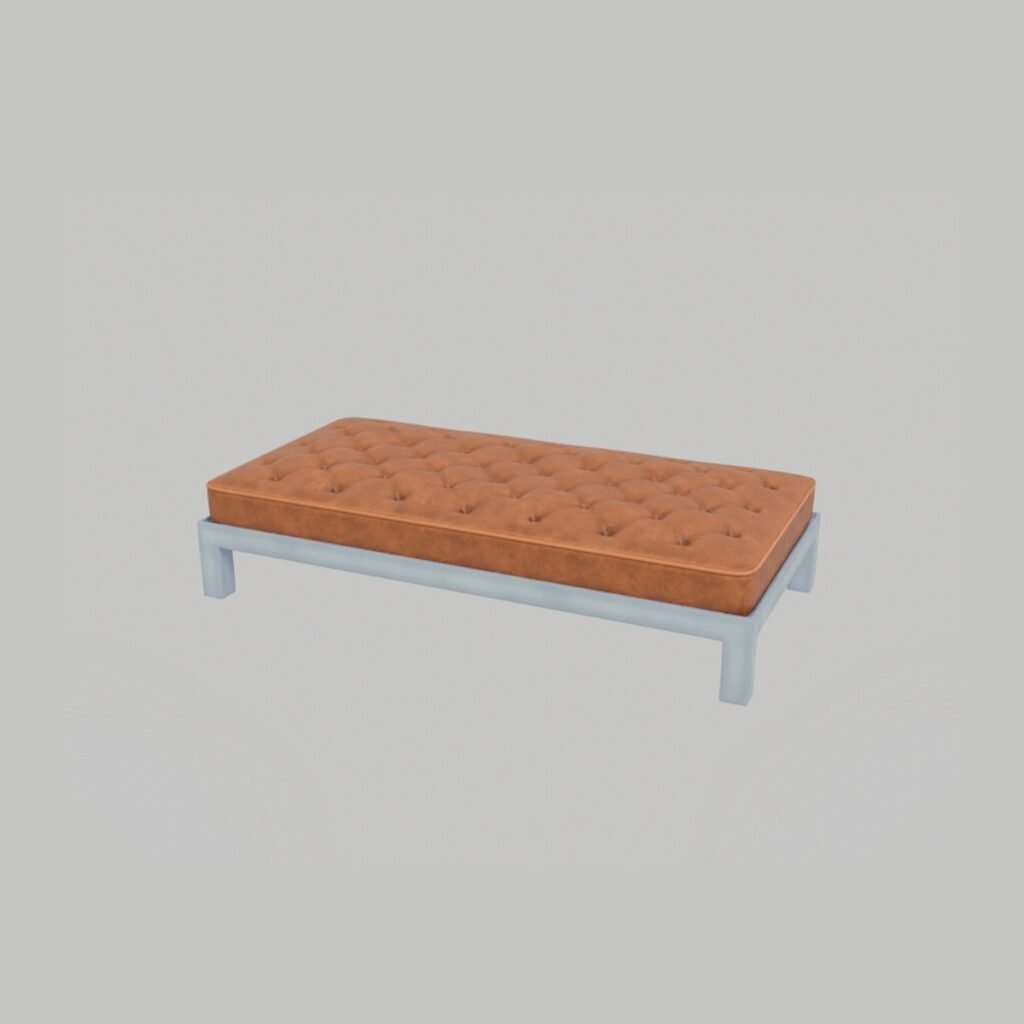 Tufted Leather Bench view 5