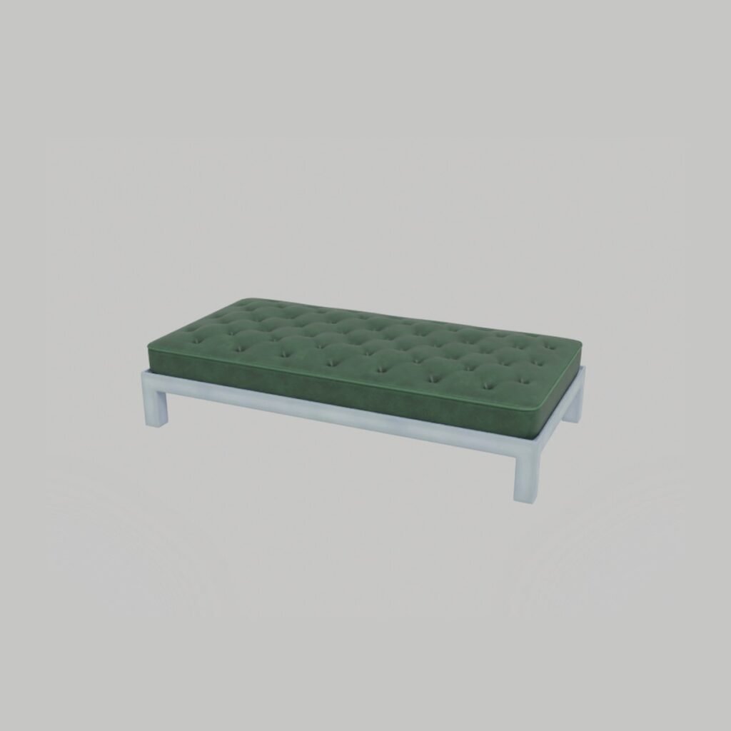 Tufted Leather Bench view 7