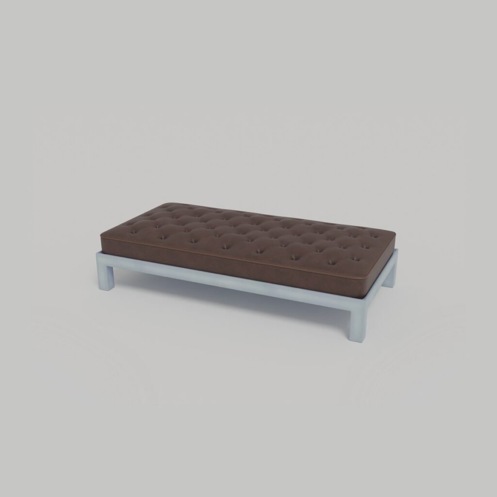 Tufted Leather Bench view 3
