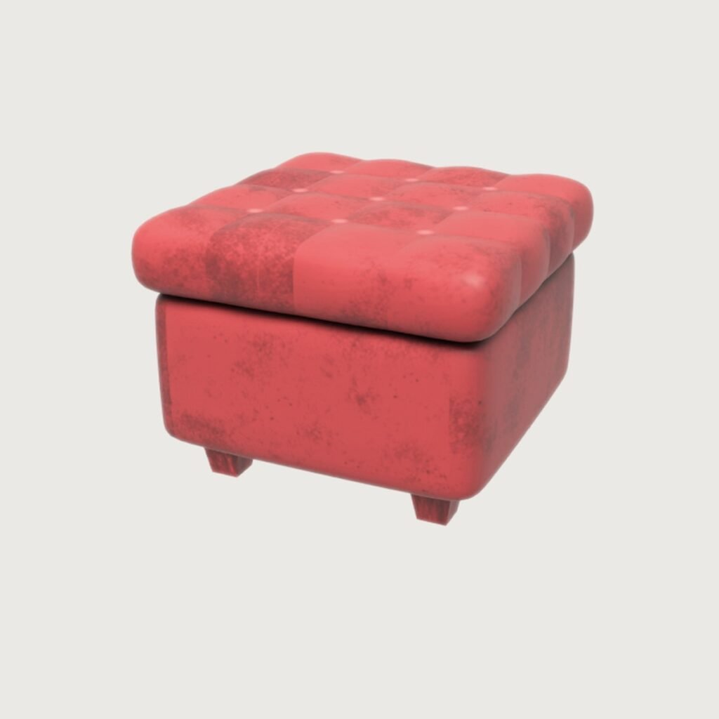 Tufted Leather Ottoman view 7