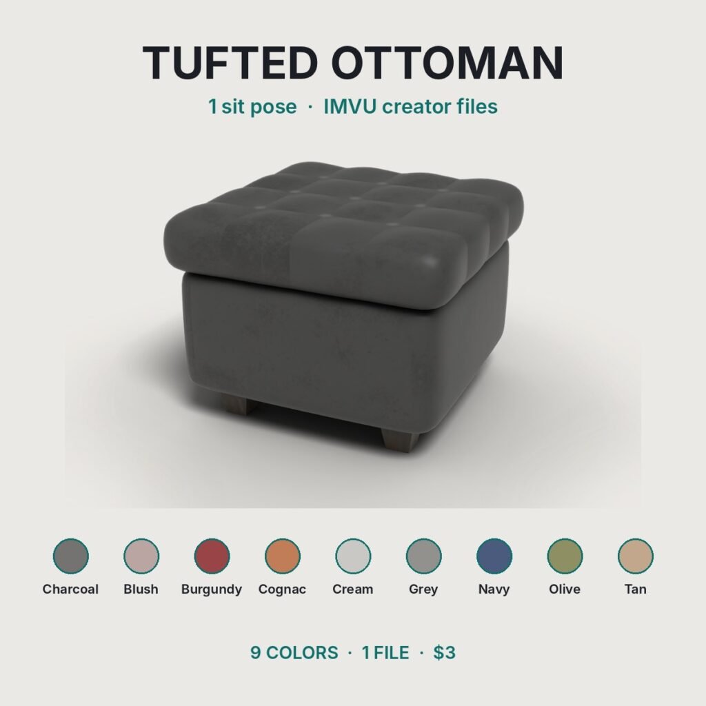 Tufted Leather Ottoman IMVU file preview