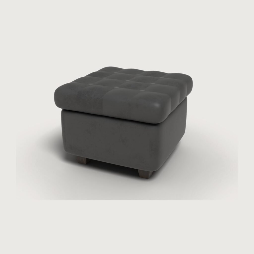 Tufted Leather Ottoman view 3