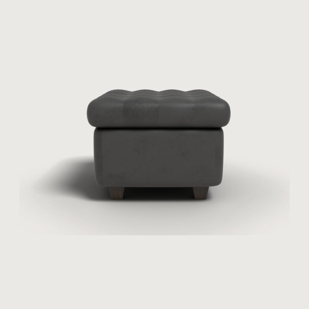 Tufted Leather Ottoman view 5