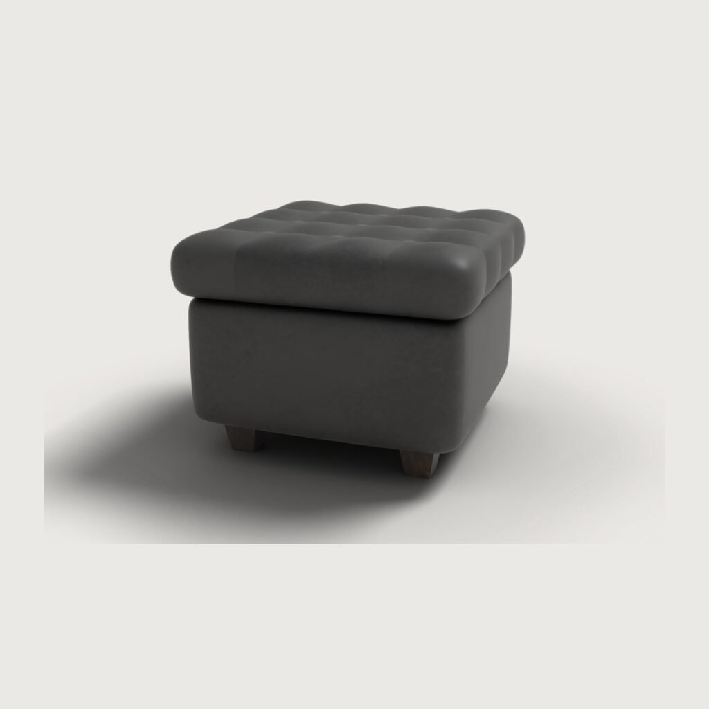 Tufted Leather Ottoman view 4