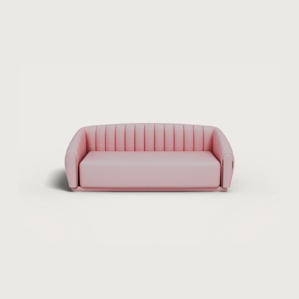 Velvet Curved Channel Sofa view 5