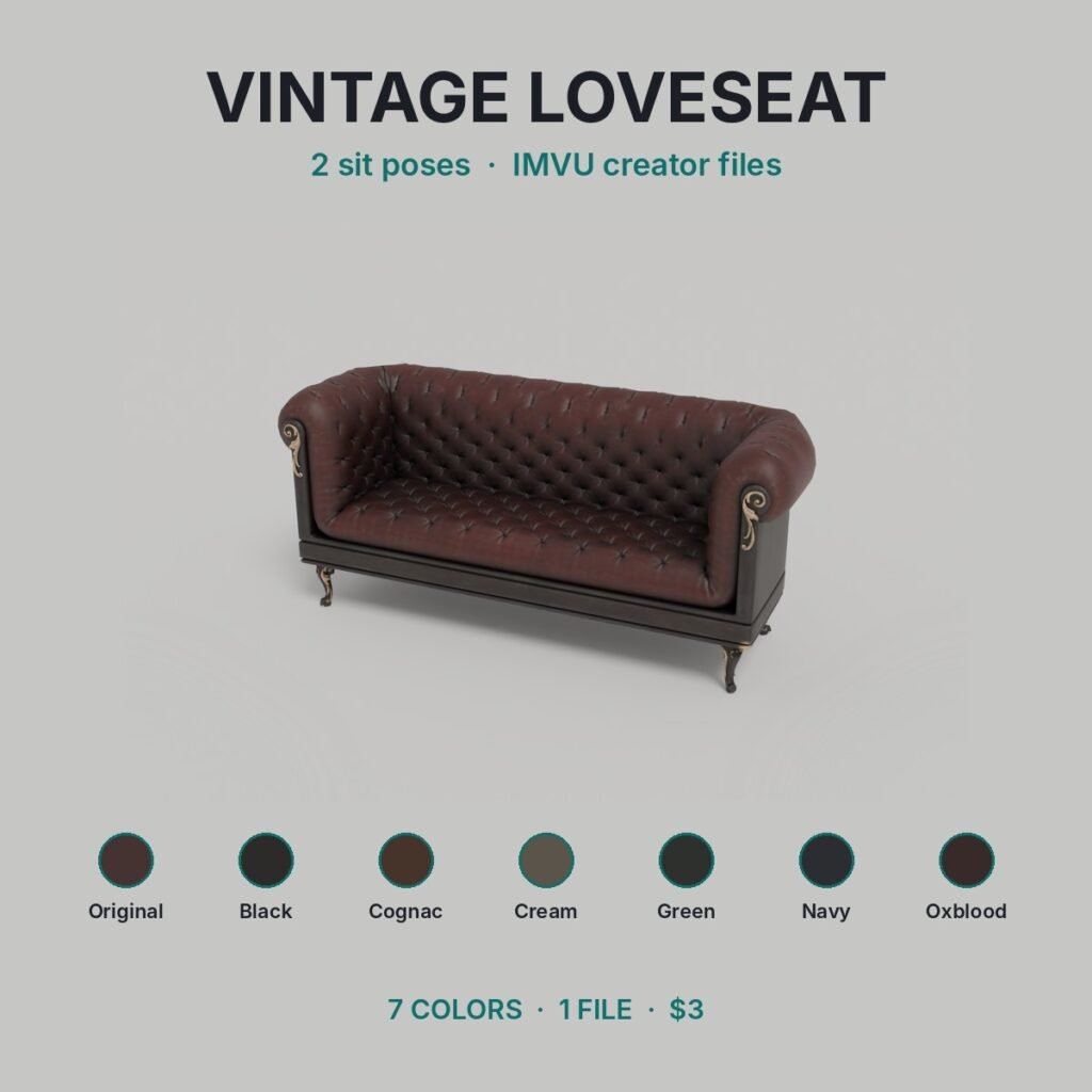Vintage Chesterfield Loveseat IMVU file preview
