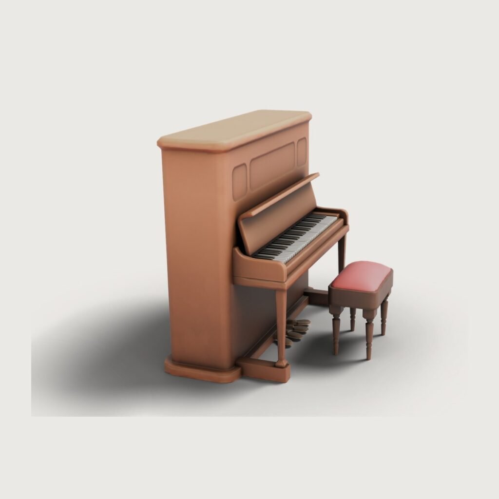 Vintage Piano with Bench view 3