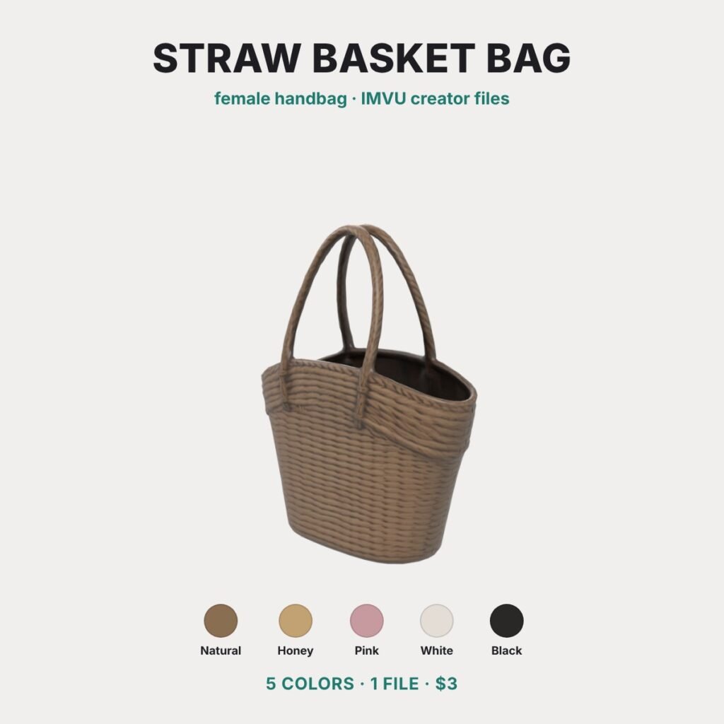 Woven Straw Basket Bag IMVU file preview