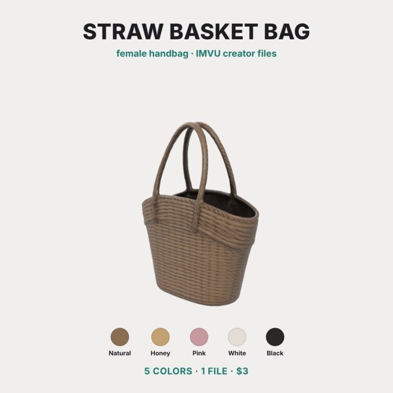Woven Straw Basket Bag IMVU file