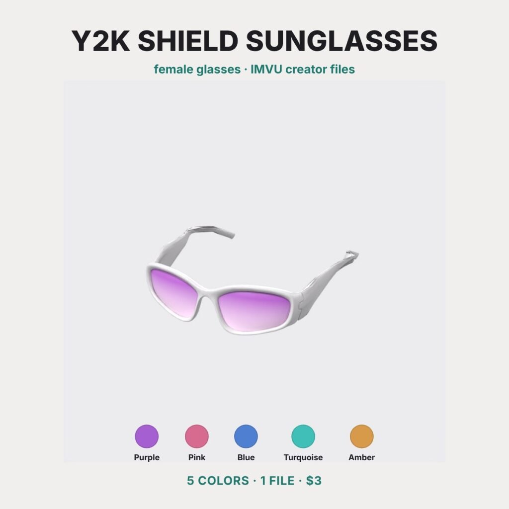 Y2K Silver Wrap Shield Sunglasses IMVU file preview