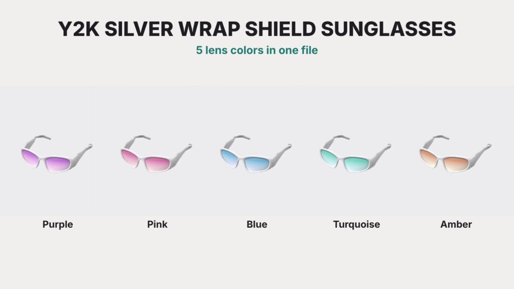 Y2K Silver Wrap Shield Sunglasses view 12